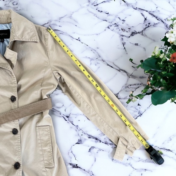 Banana Republic Classic Cotton Twill Trench Coat Size XS in Stinson Sand - Picture 11 of 14